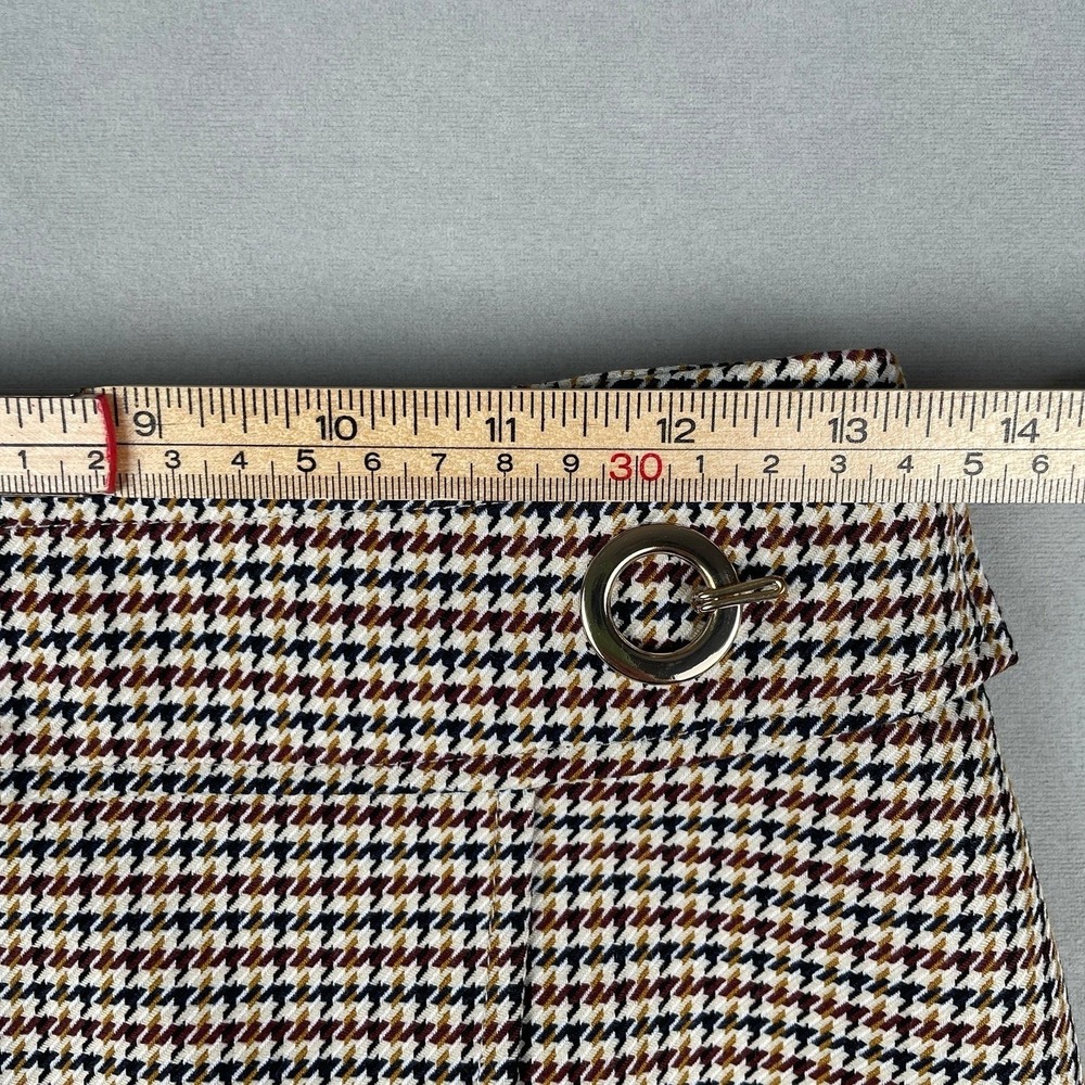 H&M Houndstooth Midi Pencil Skirt Sz 4 Neutral Office Preppy Old Money Boho Chic - Picture 8 of 9